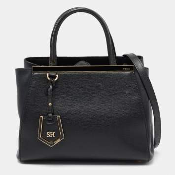 Pre Owned Fendi Black Leather Small 2Jours Tote