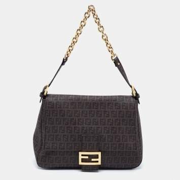 Pre Owned Fendi Tobacco Zuchinno Coated Canvas Big Mama Forever Shoulder Bag