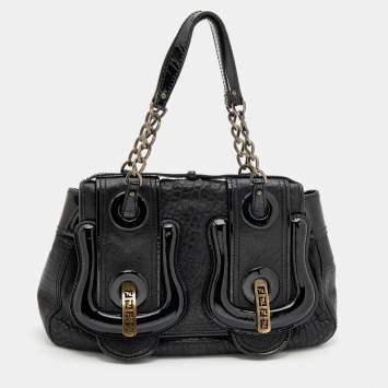 Pre Owned Fendi Black Patent And Leather B Shoulder Bag