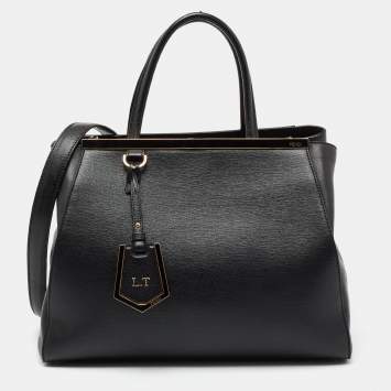 Pre Owned Fendi Black Leather Medium 2Jours Tote
