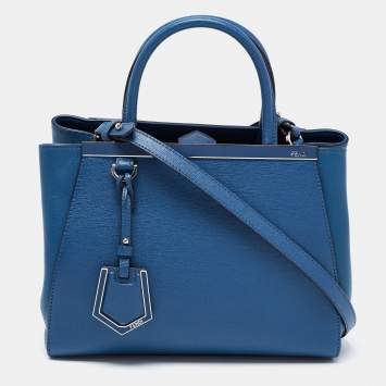 Pre Owned Fendi Blue Leather Mini 2jours Tote