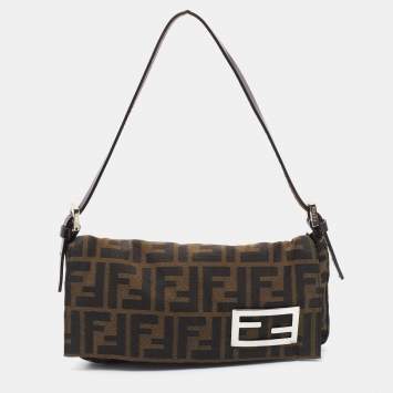 Pre Owned Fendi Tobacco Zucca Canvas Baguette Bag