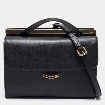Pre Owned Fendi Black Leather Demi Jour Shoulder Bag