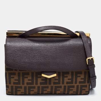 مملوكة مسبقًا Fendi Brown Zucca Canvas and Leather Small Demi Jour Top Handle Bag