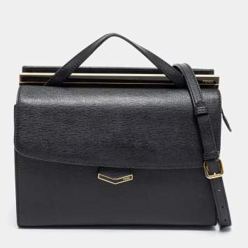 Pre Owned Fendi Black Leather Small Demi Jour Top Handle Bag