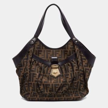 Pre Owned  Fendi Tobacco Zucca Canvas and Leather Borsa Chef Tote