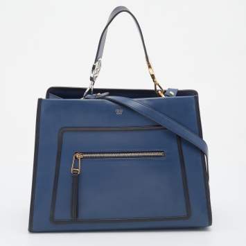 مملوكة مسبقًا Fendi Blue/Black Leather Runaway Top Handle Bag