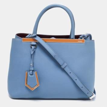 Pre Owned Fendi Blue Leather 2jours Tote