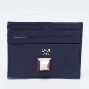 Pre Owned Fendi Multicolor Leather Rainbow Stud Card Holder
