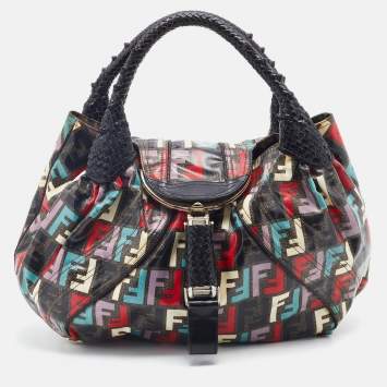 Pre Owned Fendi Multicolor Zucca Print Coated Canvas Spy Hobo Bag