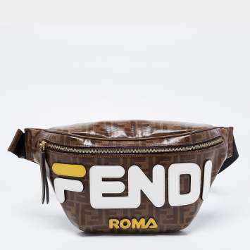 Pre Owned Fendi Brown Zucca Coated Canvas Spalmati Mania Belt Bag