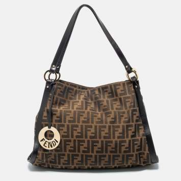 Pre Owned Fendi Tobacco Zucca Canvas And Leather Chef Shoulder Bag