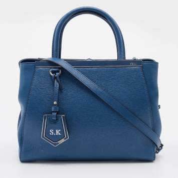 Pre Owned Fendi Blue Leather Petite Sac 2jours Elite Tote