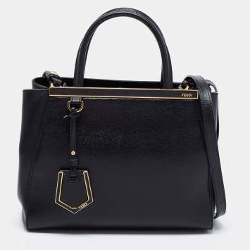 Pre Owned Fendi Black Leather Small 2Jours Tote