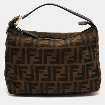Pre Owned Fendi Tobacco Zucca Canvas Chain Hobo
