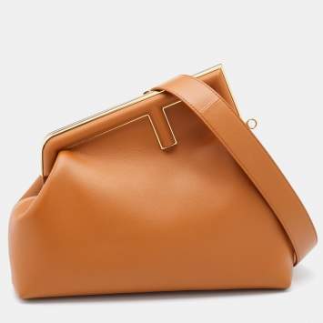 Pre Owned Fendi Brown Leather Medium First Shoulder Bag