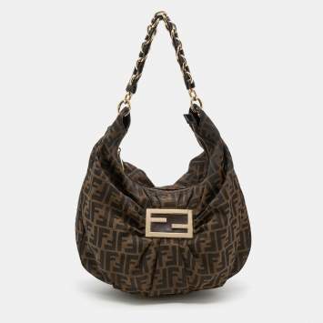 Pre Owned Fendi Tobacco Zucca Canvas Mia Hobo
