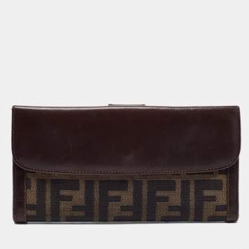 Pre Owned Fendi Tobacco Zucca Canvas and Leather Wallet