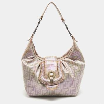 Pre Owned Fendi Radisson Beige Zucca Coated Canvas Borsa B Hobo