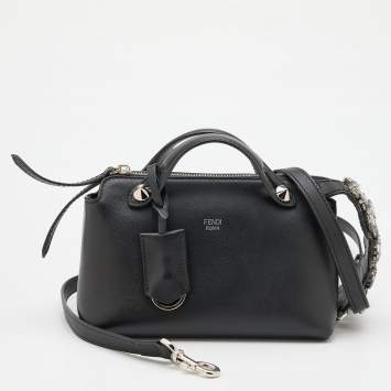 Pre Owned Fendi Black Leather Mini By The Way Crossbody Bag