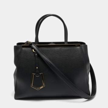 Pre Owned Fendi Black Leather Medium 2Jours Tote