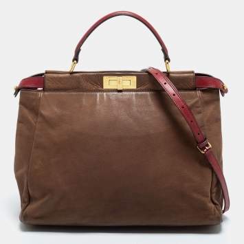 مملوكة مسبقًا Fendi Brown Leather Peekaboo Large Top Handle Bag