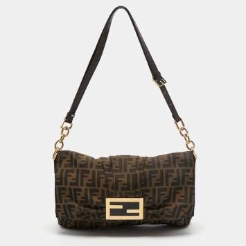 Pre Owned Fendi Zucca Canvas Mia Flap Shoulder Bag