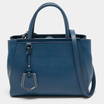 Pre Owned Fendi Blue Leather Small 2Jours Tote