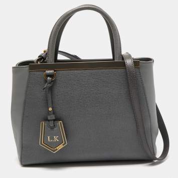 Pre Owned Fendi Grey Leather Small 2Jours Tote