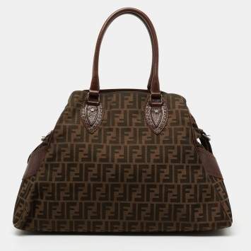 Pre Owned Fendi Tobacco Zucca Canvas and Leather Large Chef De Jour Tote