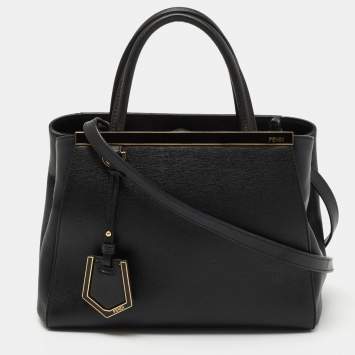 Pre Owned Fendi Black Leather Small 2Jours Tote