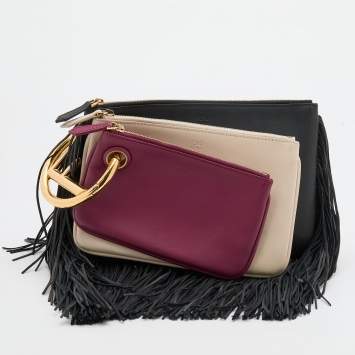 Pre Owned Fendi Multicolor Leather Triplette Clutch
