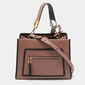 مملوكة مسبقًا Fendi Dusty Pink/Black Leather Small Runaway Top Handle Bag
