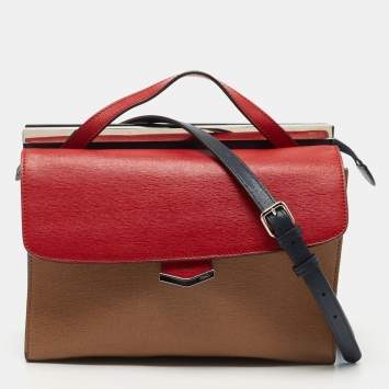 Pre Owned Fendi Multicolor Textured Leather Small Demi Jour Top Handle Bag