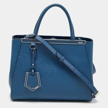 Pre Owned Fendi Blue Leather Pettit 2jours Tote