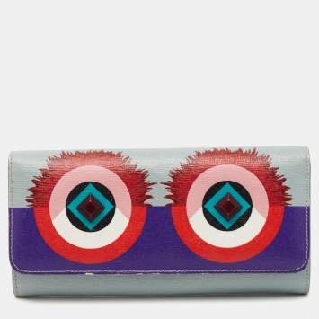 Pre Owned Fendi Multicolor Leather Monster Eye Continental Wallet