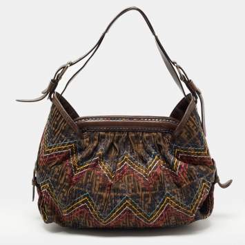 Pre Owned Fendi Tobacco Zucca Stitch Canvas and Leather Doctor B Hobo
