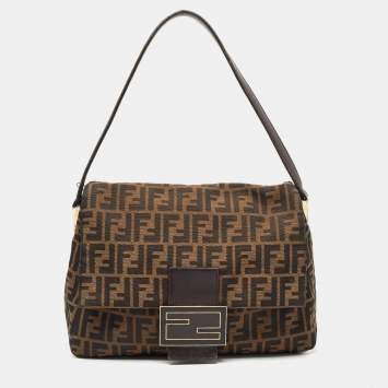 Pre Owned Fendi Tobacco Zucca Canvas and Leather Large Mama Forever Shoulder Bag