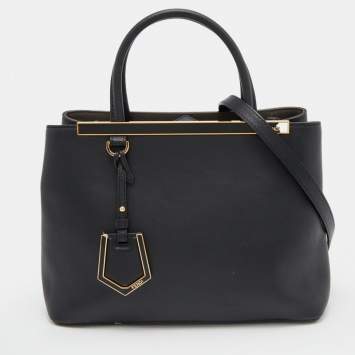 Pre Owned Fendi Black Leather Petite 2Jours Tote