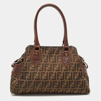 Pre Owned Fendi Tobacco Zucca Canvas and Leather Chef De Jour Tote