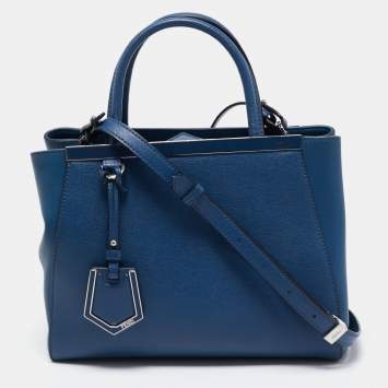 Pre Owned Fendi Blue Leather Mini 2jours Tote