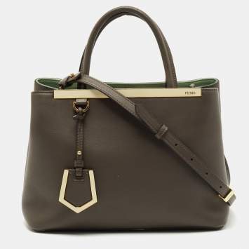 Pre Owned Fendi Grey Leather Small 2Jours Tote