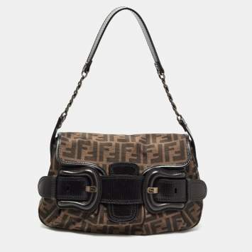 Pre Owned Fendi Tobacco Zucca Canvas and Leather B Bis Shoulder Bag 