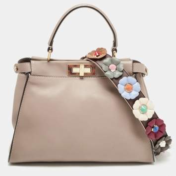 Pre Owned Fendi Beige Leather and Plexiglass Regular Peekaboo Top Handle Bag