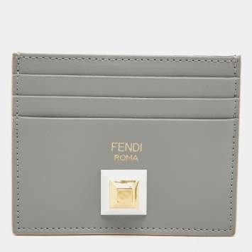 Pre Owned Fendi Multicolor Leather Rainbow Stud Card Holder