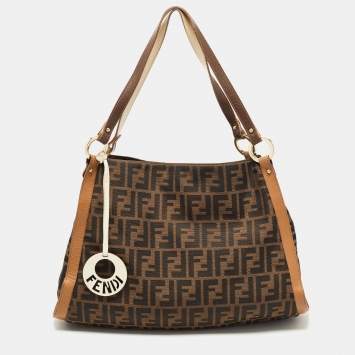 Pre Owned Fendi Tobacco Zucca Canvas and Leather Chef Tote