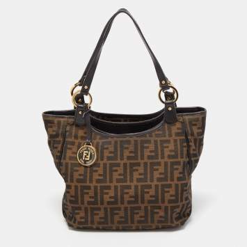 Pre Owned Fendi Tobacco Zucca Canvas and Leather Chef Shopper Tote