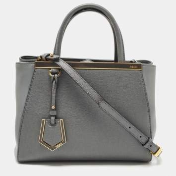 Pre Owned Fendi Grey Leather Petite 2Jours Tote