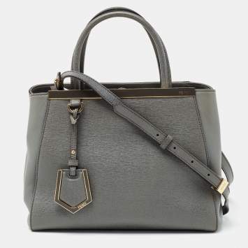 Pre Owned Fendi Grey Leather Small 2Jours Tote