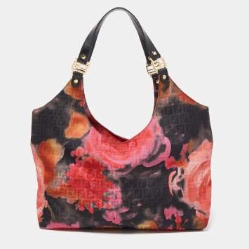 Pre Owned Fendi Multicolor Floral Print Zucca Fabric Shoulder Bag